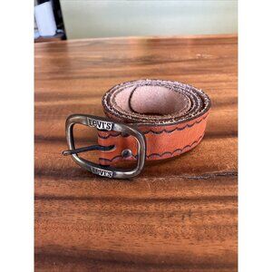 Vintage LEVI'S Gold Tone Metal BELT BUCKLE W/36" Levi’s Leather  Belt #3652